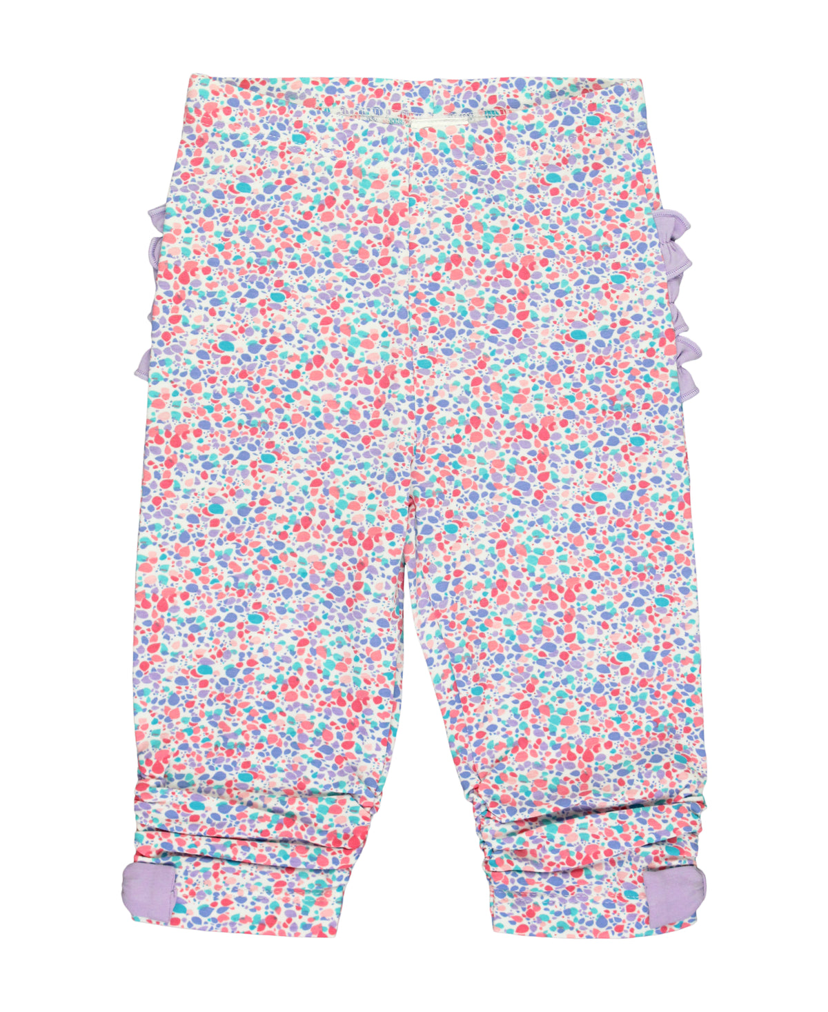 Baby Ruched Bow Ruffled Capri Leggings - candy confetti