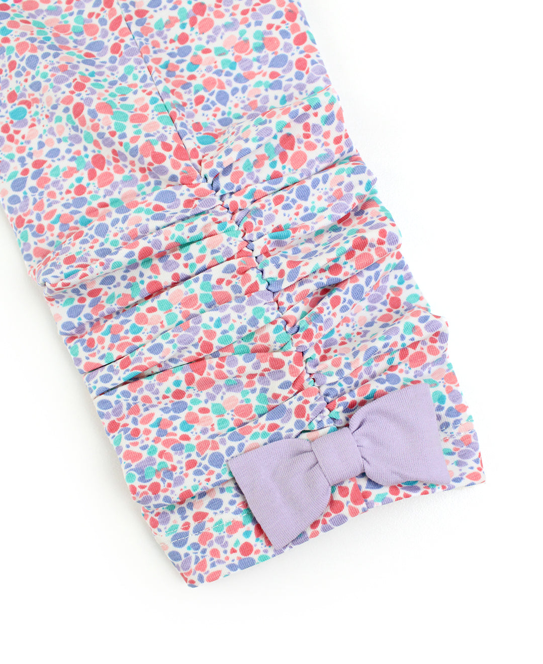 Baby Ruched Bow Ruffled Capri Leggings - candy confetti
