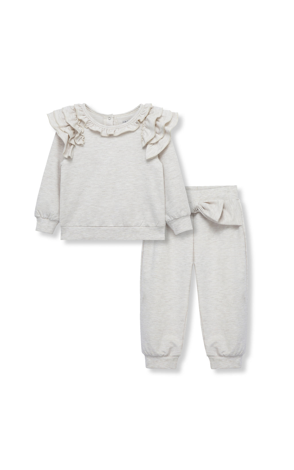 Ruffle Long Sleeve Top & Joggers Set - oatmeal