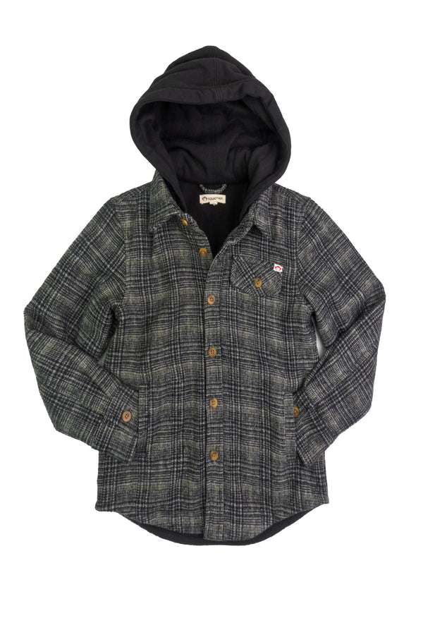 GLEN HOODED SHIRT - BLK Moss