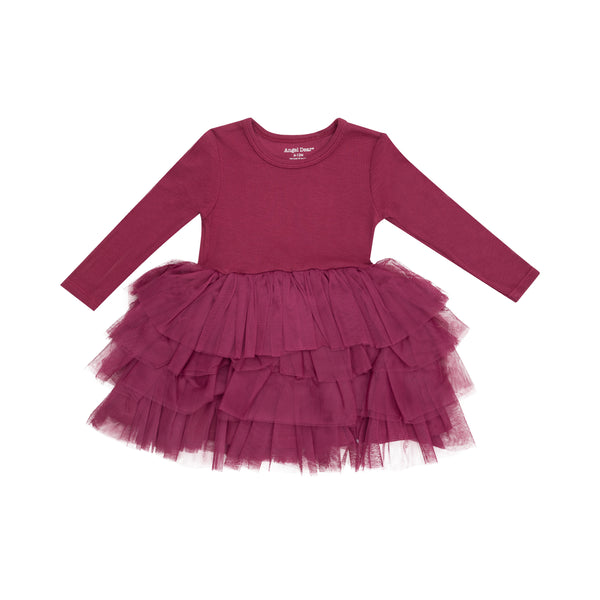 L/S Layered Tulle Dress - Basic - Solid Rose Bud