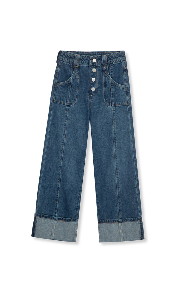 wide leg cuffed jean