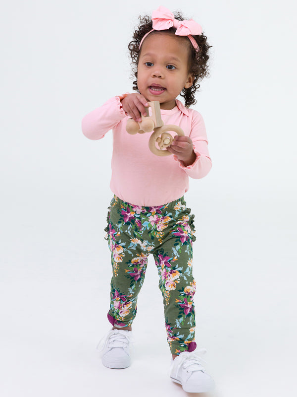 Baby Ruched Bow Leggings - Enchanted Garden