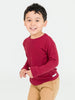 Waffle Knit Long Sleeve Crew Neck Shirt - Dark Cherry