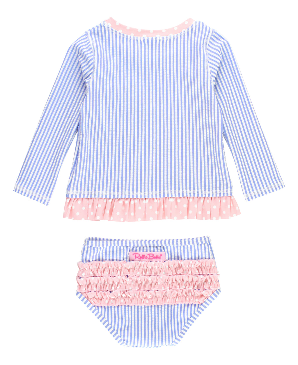 Periwinkle Blue Seersucker Long Sleeve Rash Guard Bikini