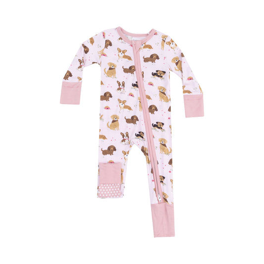 Best Friend Dogs 2 Way Zipper Romper PINK