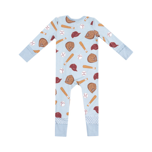2 Way Zipper Romper - Baseball