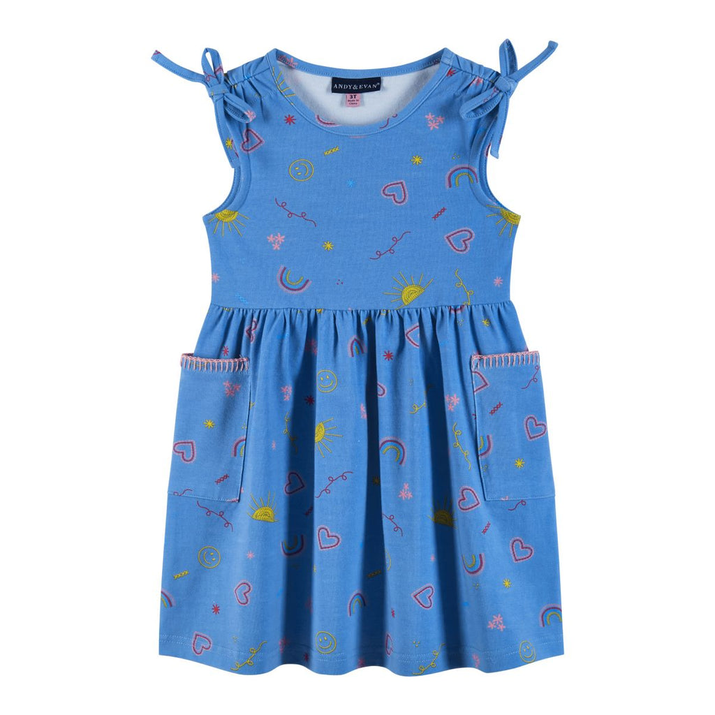 Blue Printed Jersey Dress | Hearts & Sunshine