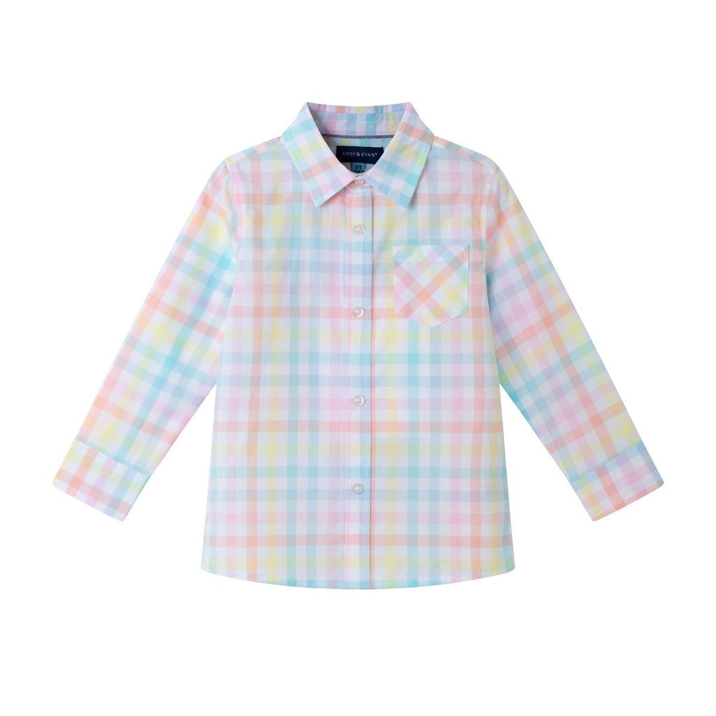 Bright Pastel Multi Check Button down | Multicolor