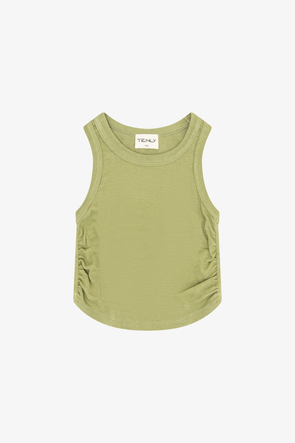 RAYON RIB SHIRRED SLEEVELESS TANK