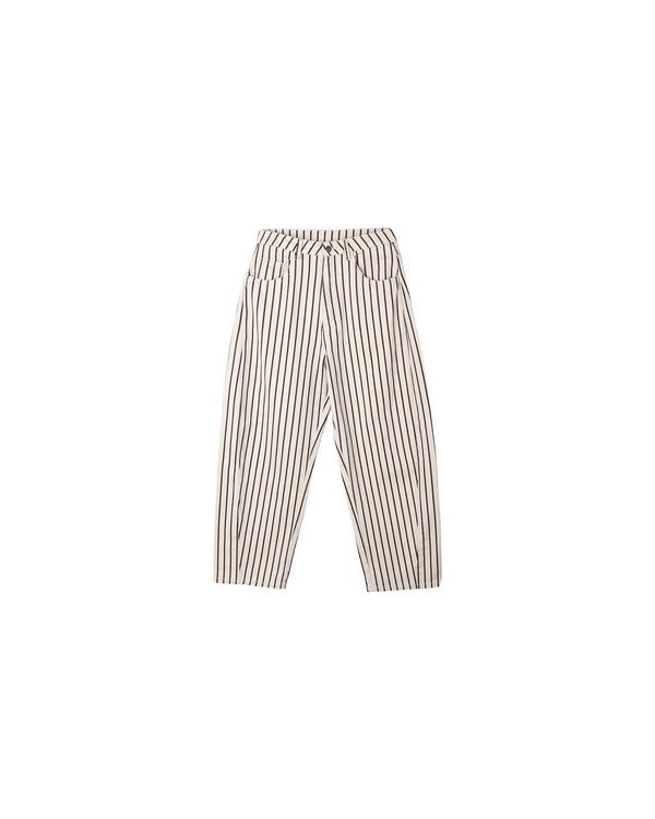 BARREL PANT || BURGUNDY PINSTRIPE