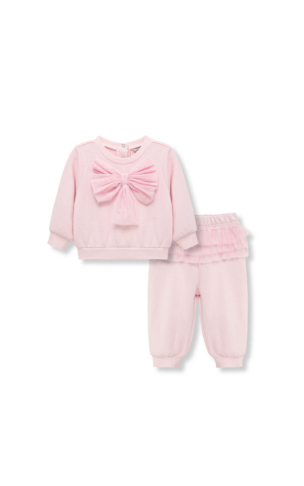 Tulle Bow Sweatshirt & Ruffle Sweatpants Set