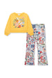 Butterfly Garden Embroidered Sweatshirt & Floral Print Knit Pants Set