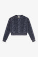 CABLE KNIT SWEATER  - WASHED DENIM