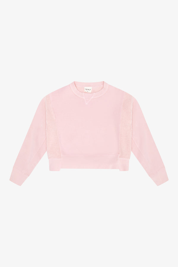 FLEECE REVERSE INSERT SWEATER - PINK MOSCATO