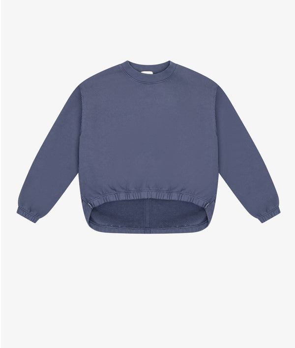 RAW EDGE TUNIC W/ SIDE SHIRRING - Indigo Storm