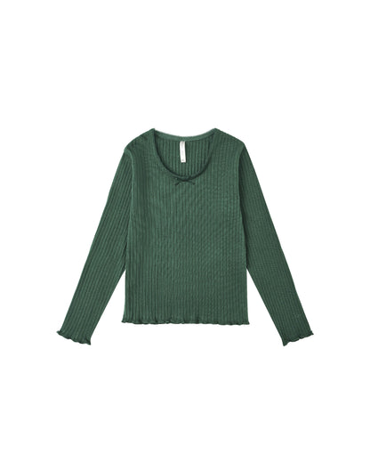 RIBBED LONG SLEEVE || GREEN