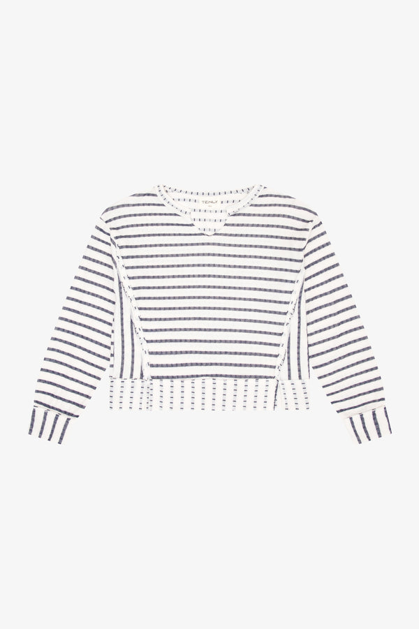 SPLIT NECK CROP TUNIC - Indigo Storm