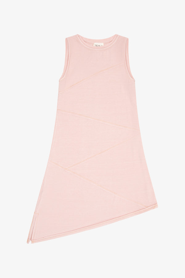 ASYMMETRICAL SEAMED DRESS - PINK MOSCATO