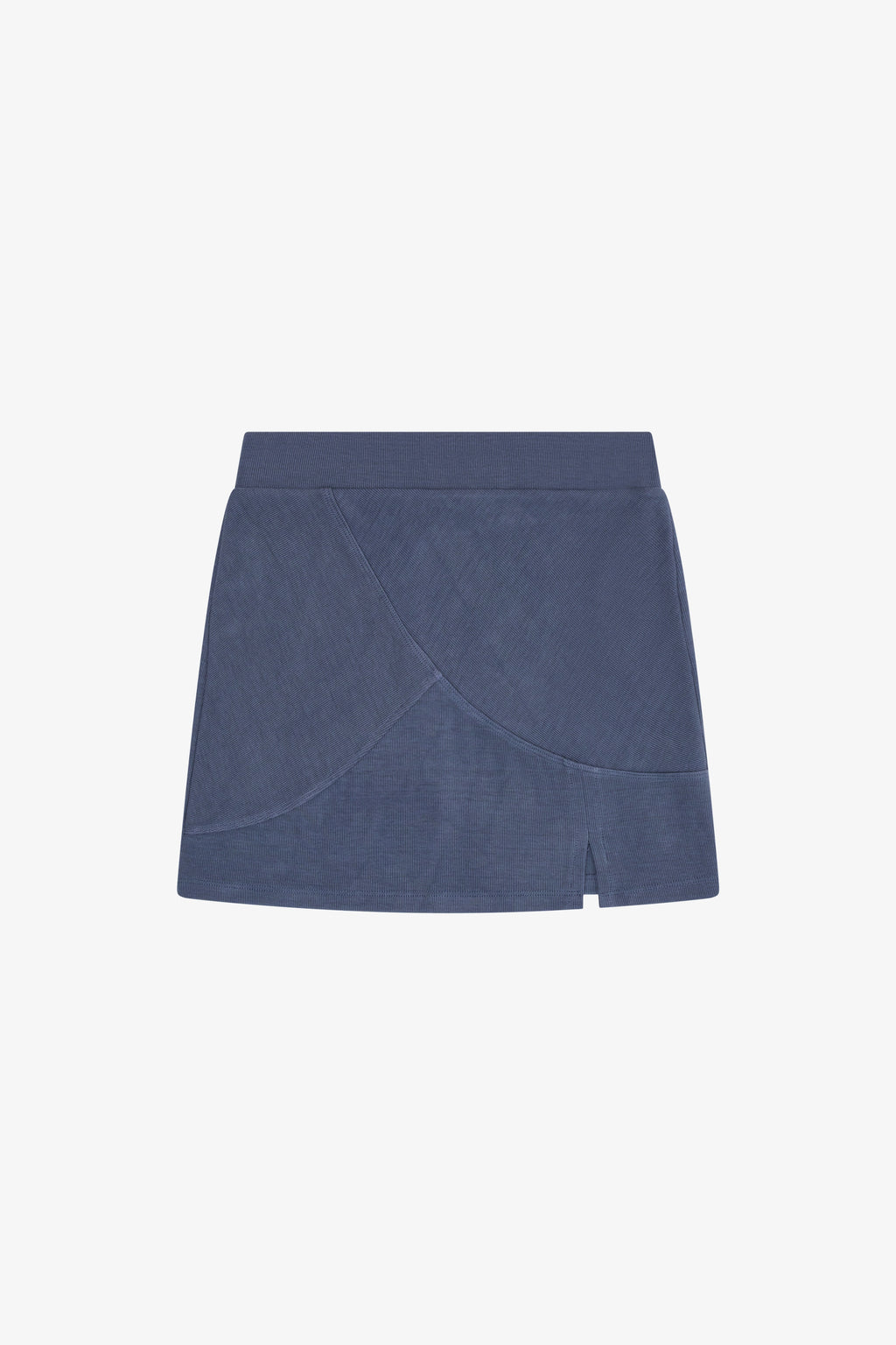 RAYON RIB SEAMED MINI SKIRT - Indigo Storm