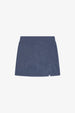 RAYON RIB SEAMED MINI SKIRT - Indigo Storm