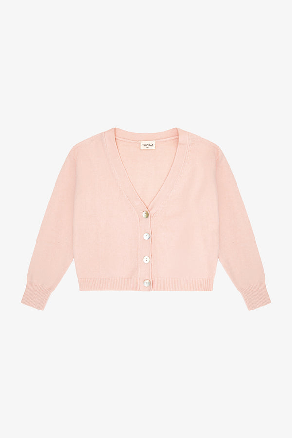 V NECK BUTTON DOWN CARDIGAN - COTTON CANDY