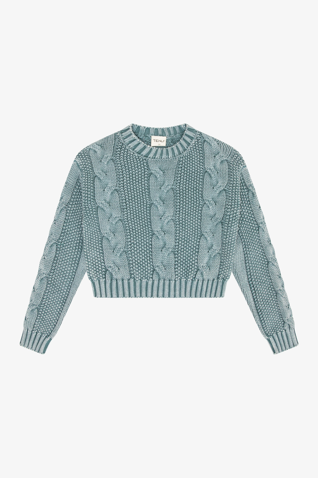 CABLE KNIT SWEATER - ACID SEAFOAM