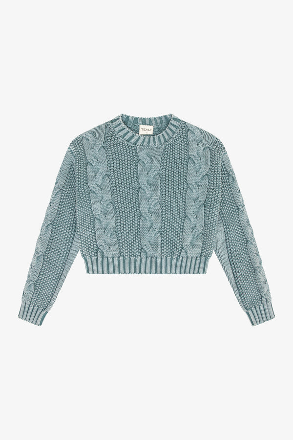 CABLE KNIT SWEATER - ACID SEAFOAM