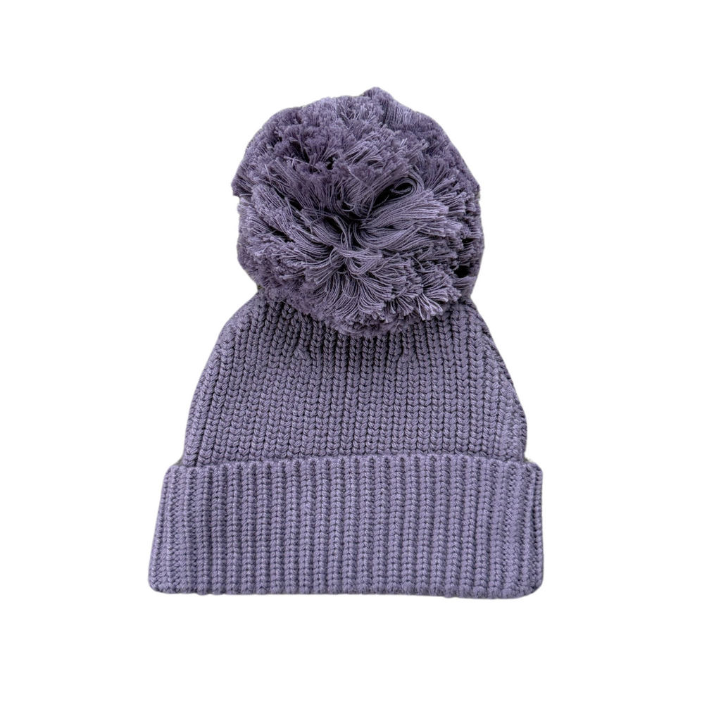 Knit Pom Hat - PLUM