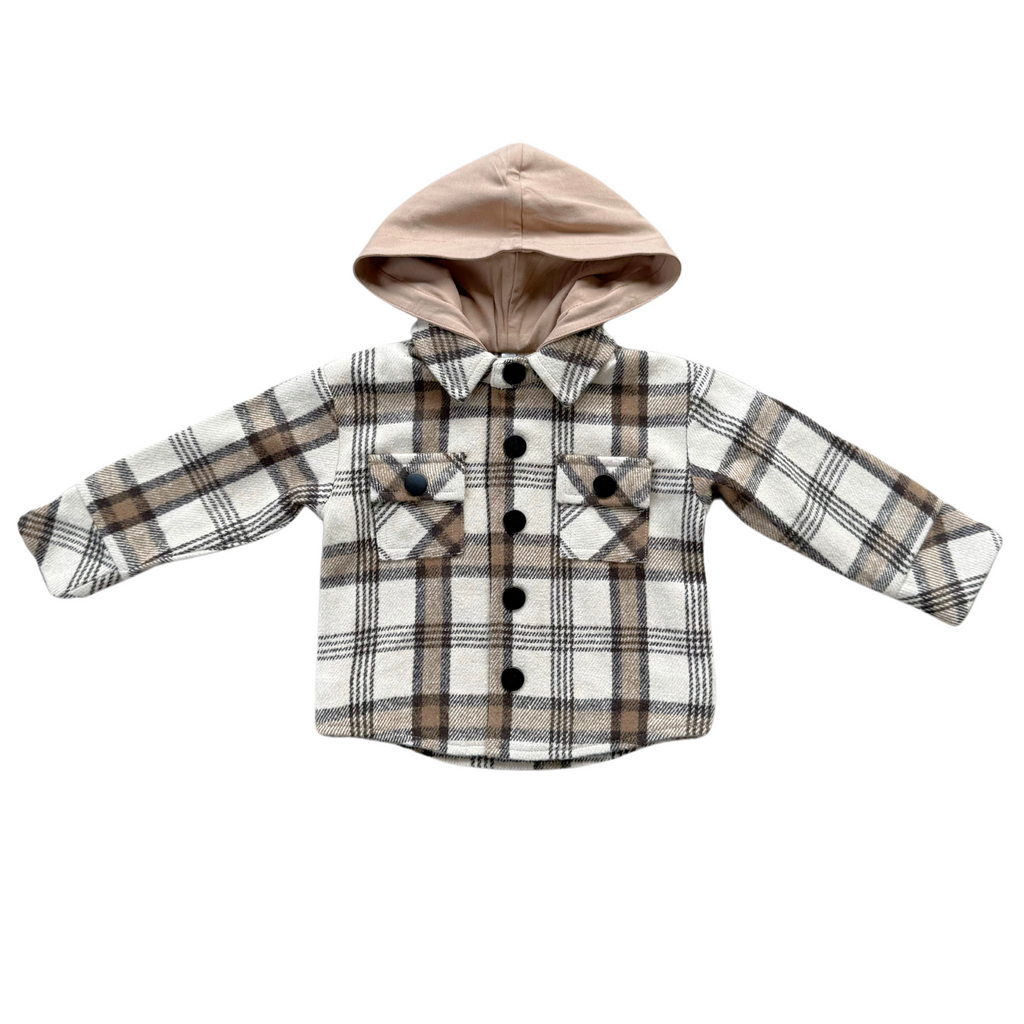 HOODED SHACKET - DESERT PLAID