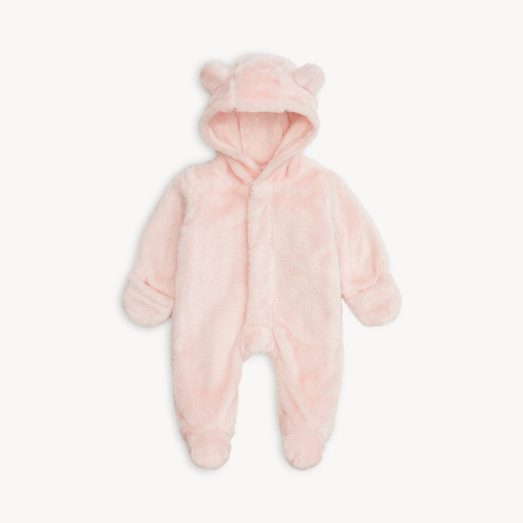 Pink Blossom Minky Bear Footie