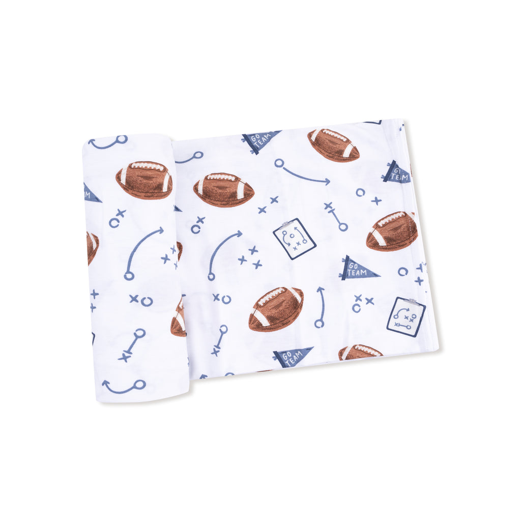 Touchdown Time - Navy - Swaddle Blanket