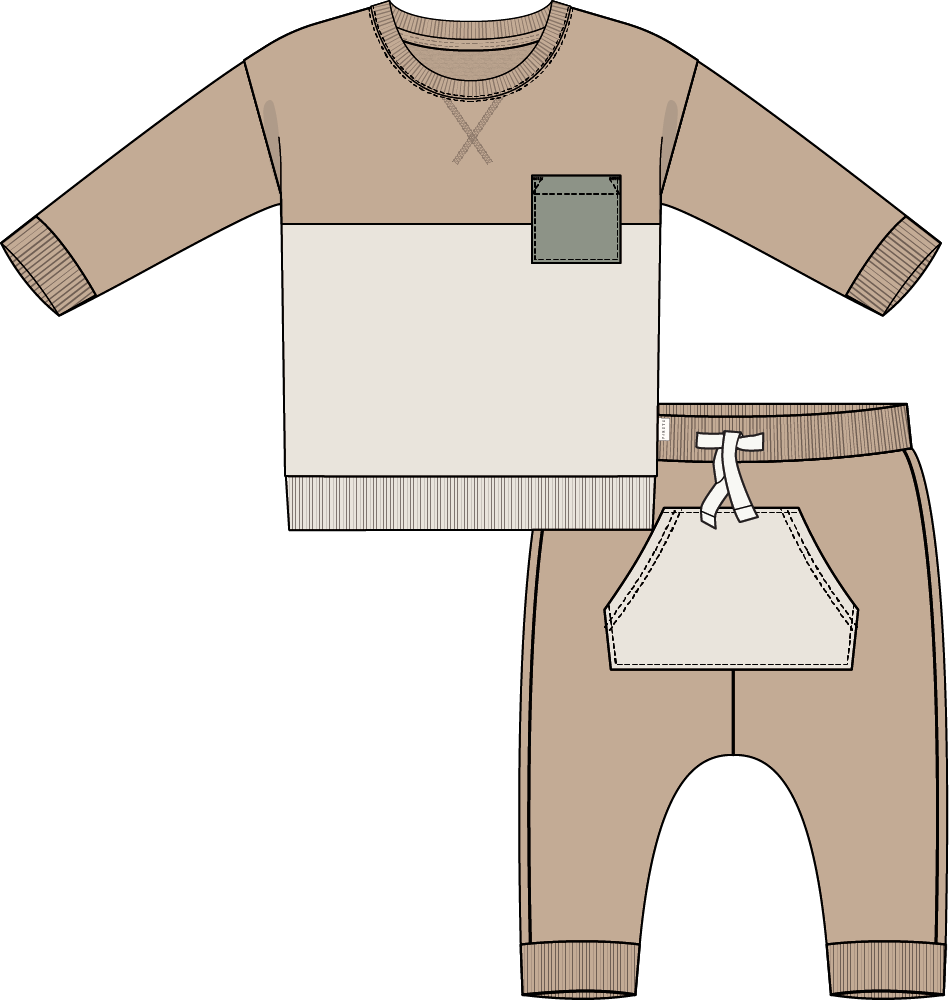 L/S POCKET SET -SAND