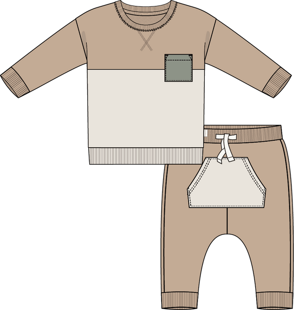 L/S POCKET SET -SAND