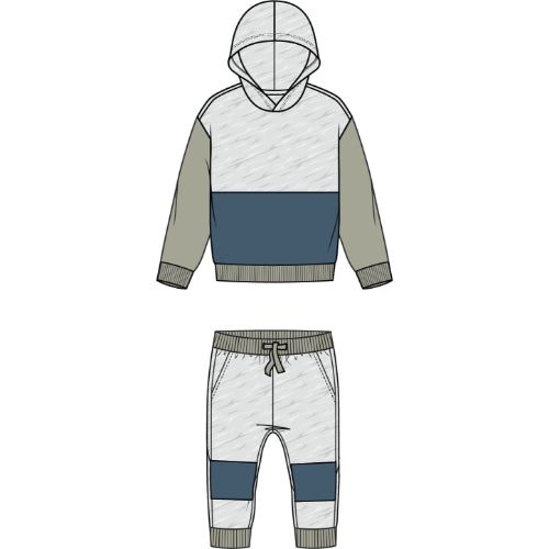HOODIE SWEATSHIRT AND PANT -BLUE HEATHER GREY LT.