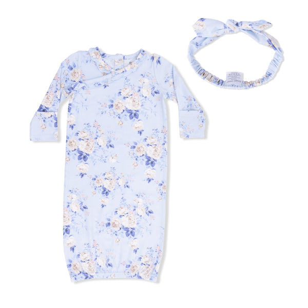 Ashley Rose Floral  Kimono Gown & Knot Headband