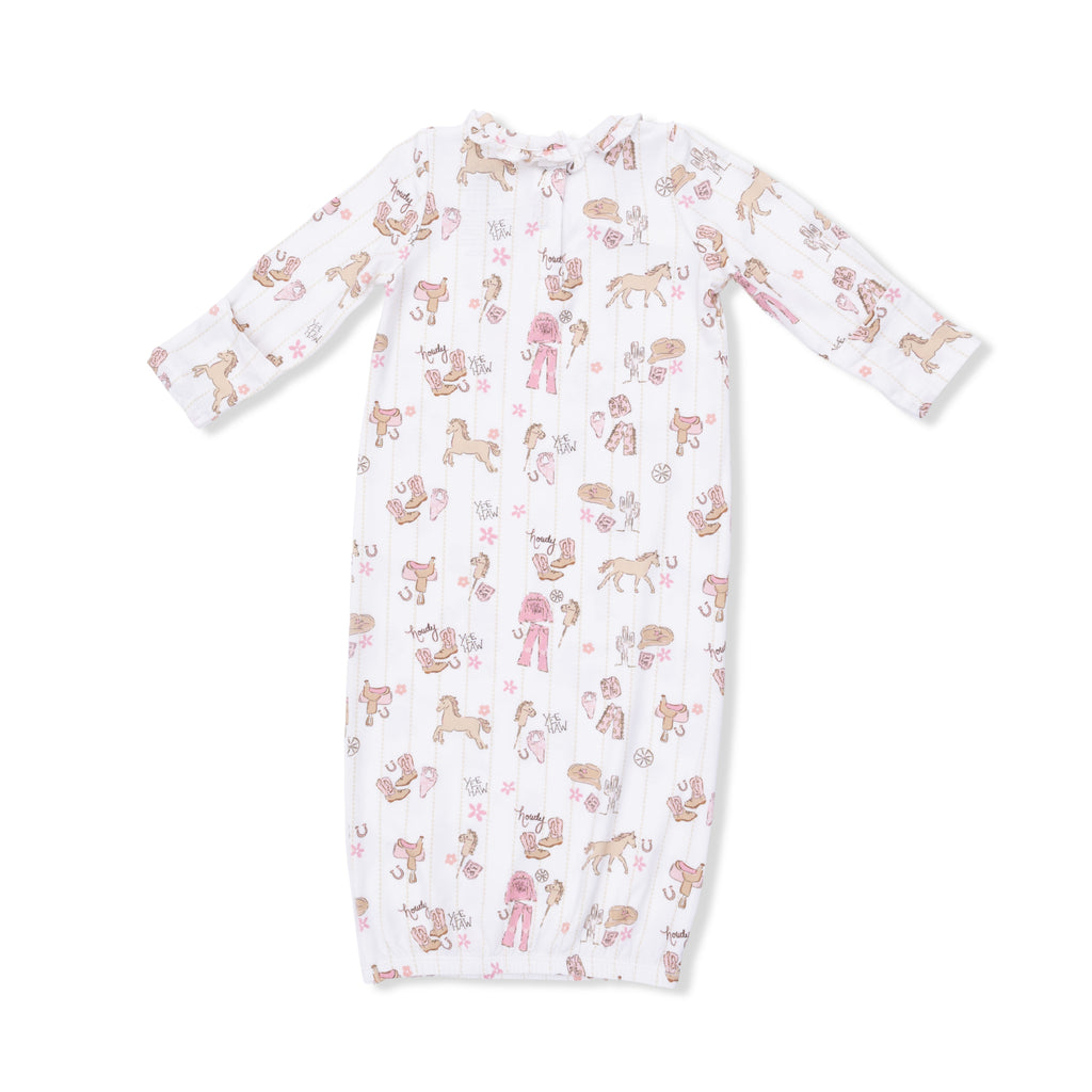 Cowgirl Nursery  Kimono Gown & Ruffle Knotted Hat