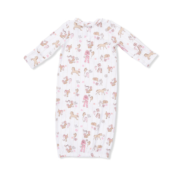 Cowgirl Nursery  Kimono Gown & Ruffle Knotted Hat