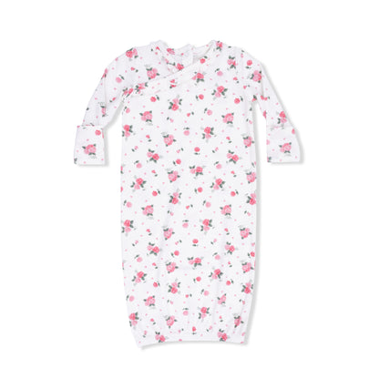 Pink Rosettes  Kimono Gown & Knot Headband