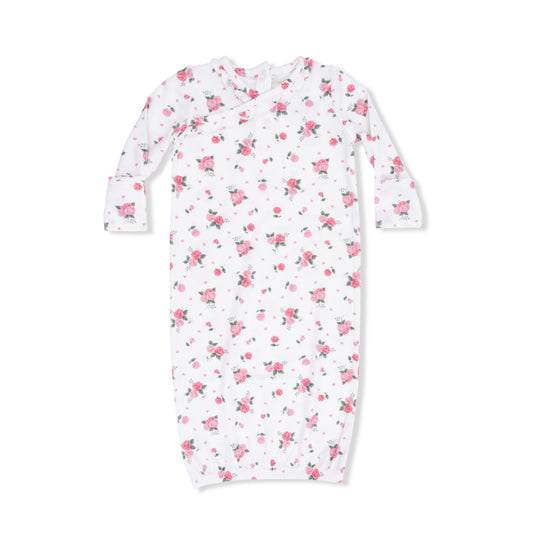 Pink Rosettes  Kimono Gown & Knot Headband