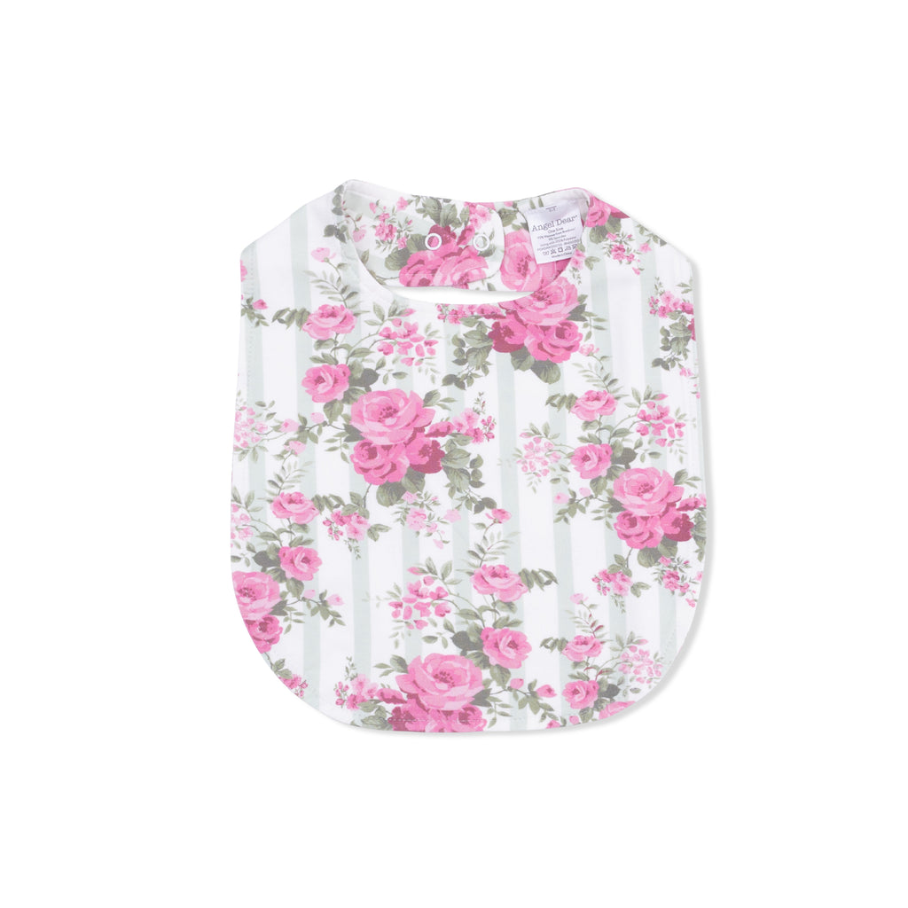 Cabbage Rose Stripe  Feeding Bib