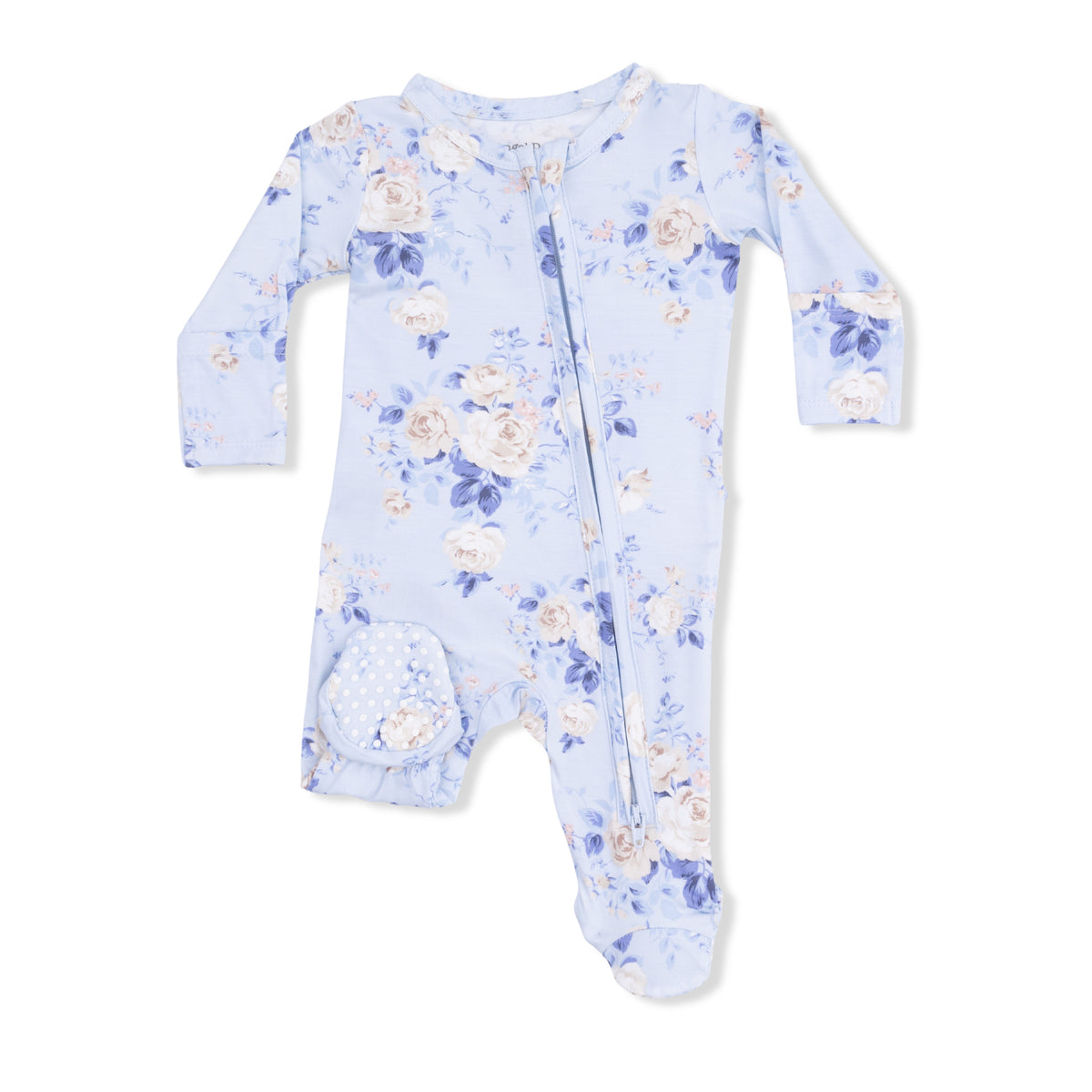 Ashley Rose Floral  2 Way Ruffle Back Zipper Footie