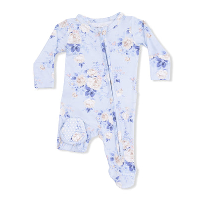 Ashley Rose Floral  2 Way Ruffle Back Zipper Footie