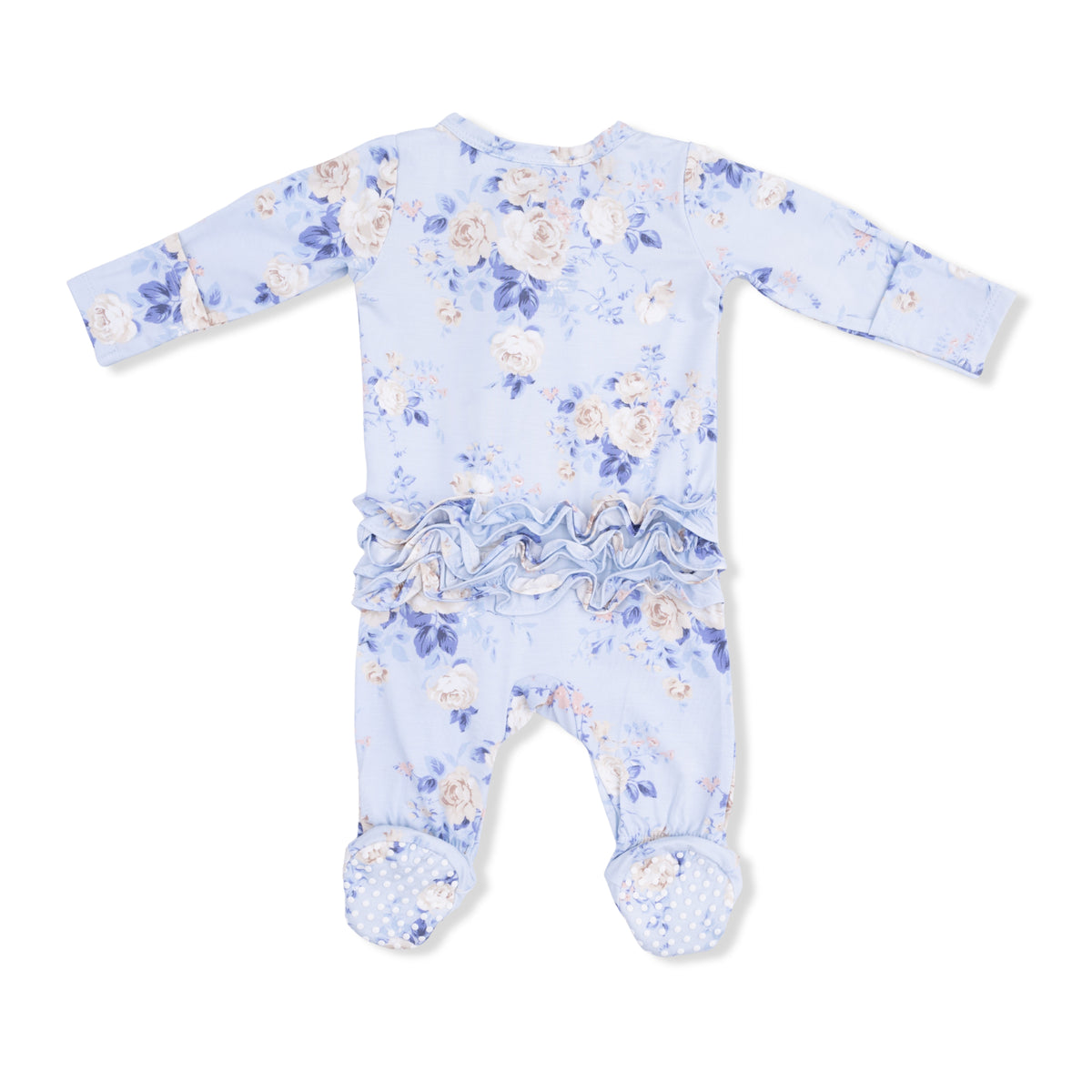 Ashley Rose Floral  2 Way Ruffle Back Zipper Footie
