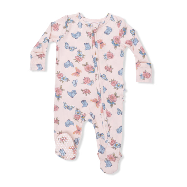 Country Girl Boots  2 Way Ruffle Back Zipper Footie