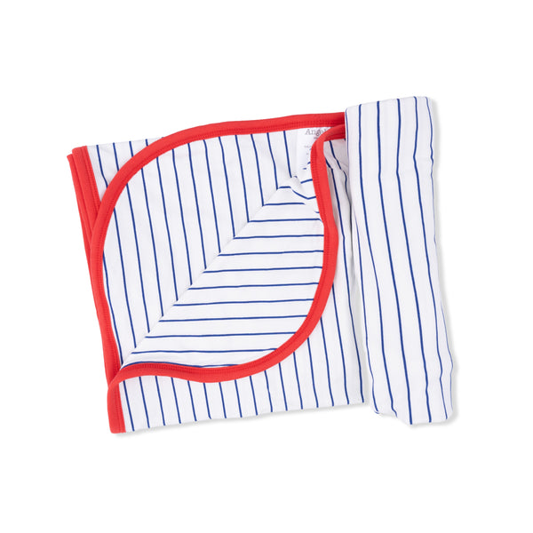 Baseball Stripe  2 Ply Blanket with Binding