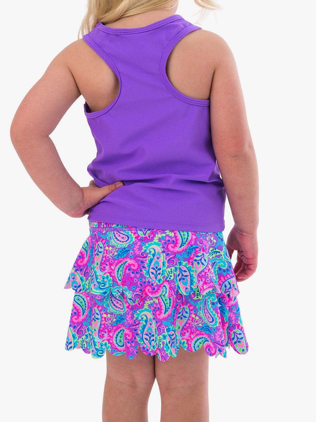 Active Tiered Flare Skort - NEON PAISLEY POP