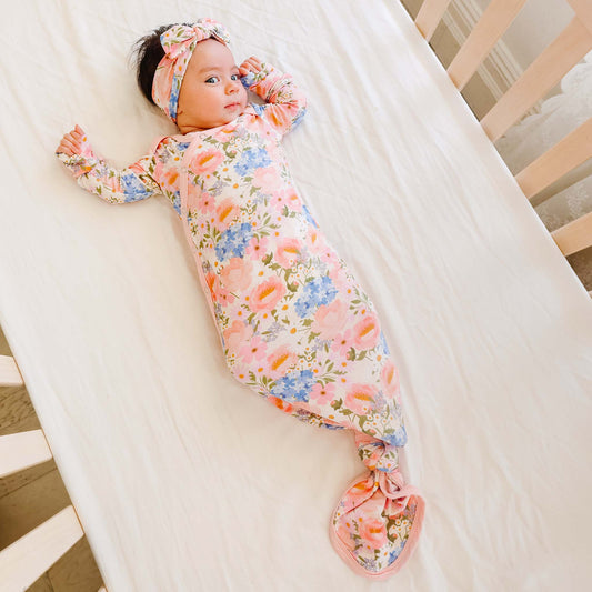 BAMBOO NEWBORN KNOTTED GOWN - PENELOPE
