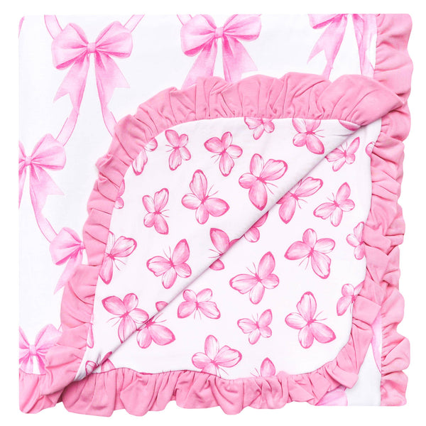 BAMBOO RUFFLED THREE-LAYER QUILT - BOW MY GOSH