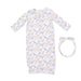 Floral Deer - Kimono Gown And Knot Headband 0-3M